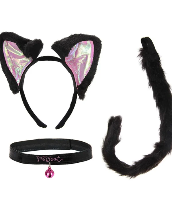 Elope Black And Pink Cat Ears Collar And Tail Set> Halloween Hats