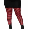 Leg Avenue Black And Red Striped Plus Size Tights> Halloween Accessories