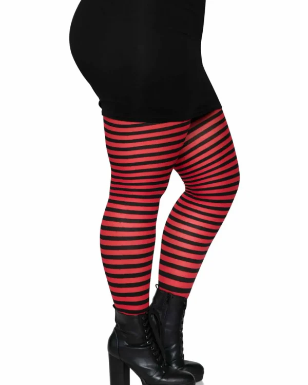 Leg Avenue Black And Red Striped Plus Size Tights> Halloween Accessories