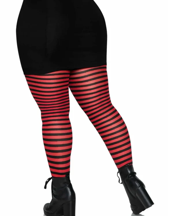 Leg Avenue Black And Red Striped Plus Size Tights> Halloween Accessories