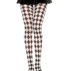 Music Legs Black And White Checked Harlequin Tights> Halloween Hosiery