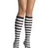 Leg Avenue Black And White Striped Knee High Socks> Broken Dolls