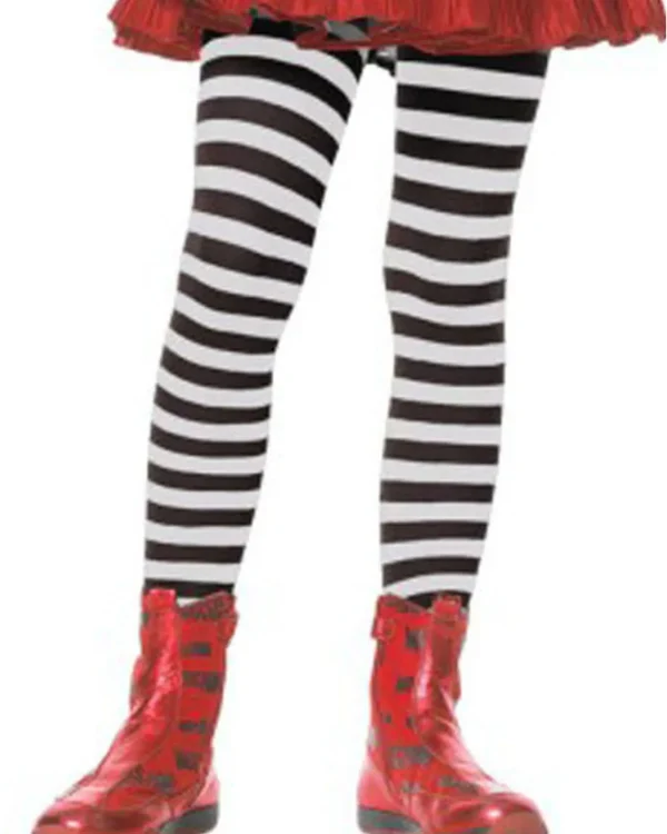 Leg Avenue Black And White Thick Striped Girls Tights> Broken Dolls