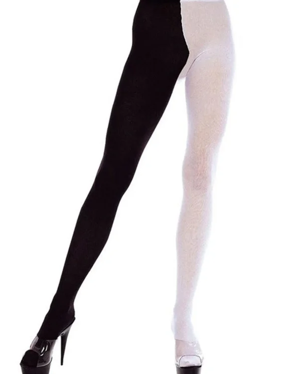 Music Legs Black And White Two Tone Opaque Tights> Halloween Hosiery