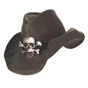 California Costumes Black Cowboy Hat With Silver Skull> Halloween Hats