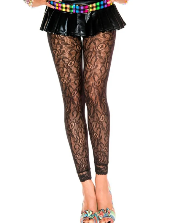 Music Legs Black Lace Footless Tights> Halloween Hosiery