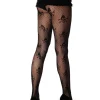 Leg Avenue Black Micro Net Stockings With Skull Print> Halloween Accessories