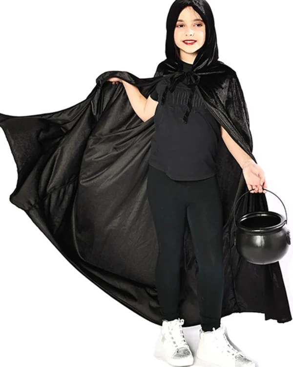 * Black Panne Velvet Deluxe Kids Cape> Halloween Accessories