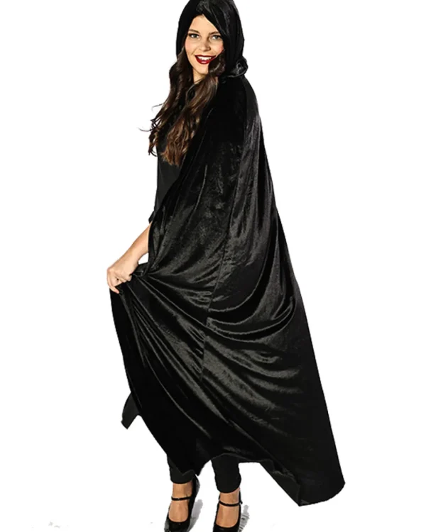 * Black Panne Velvet Deluxe Adults Cape> Halloween Accessories