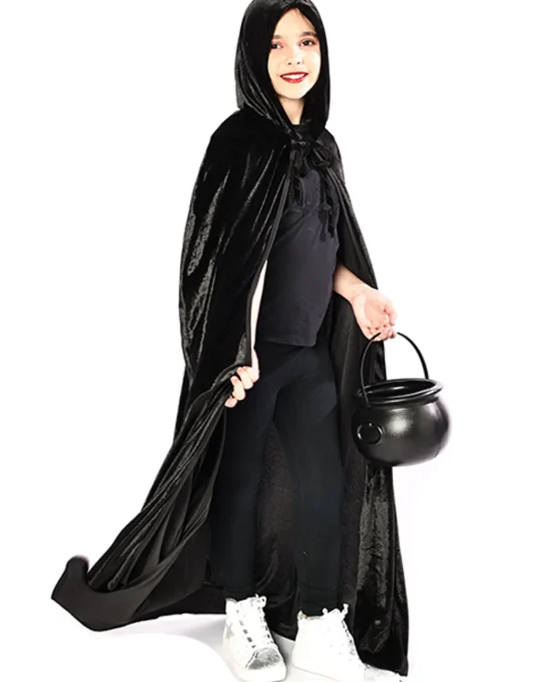 * Black Panne Velvet Deluxe Kids Cape> Halloween Accessories