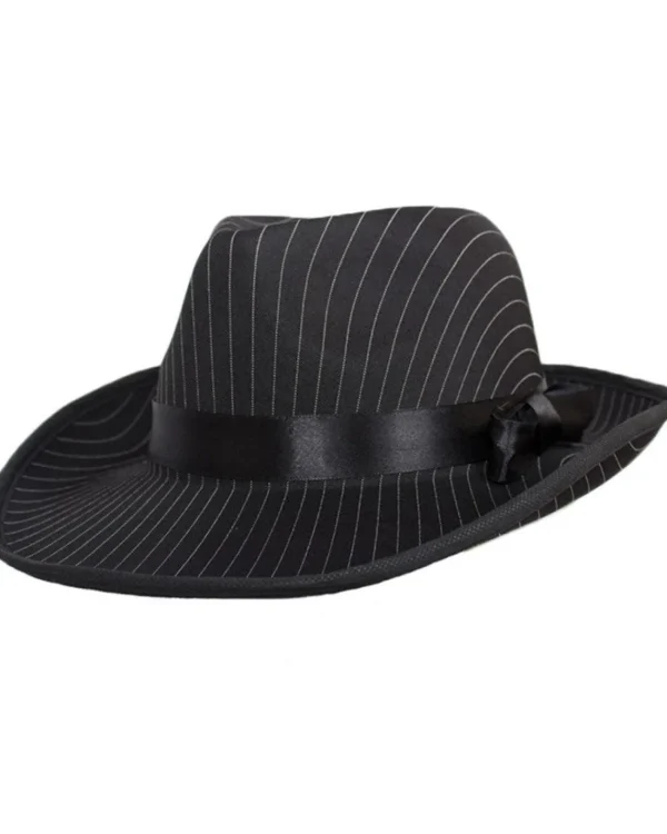 Tomfoolery Black Pinstripe Gangster Hat> Halloween Hats