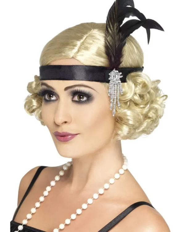 Smiffys Black Satin Flapper Headband> Halloween Hats