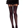 Music Legs Black Thigh High Stockings With Faux Suspenders> Halloween Hosiery