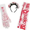 Uncle Bills Bloody Queen Ladies Headband Gloves And Sash Set> Halloween Accessories