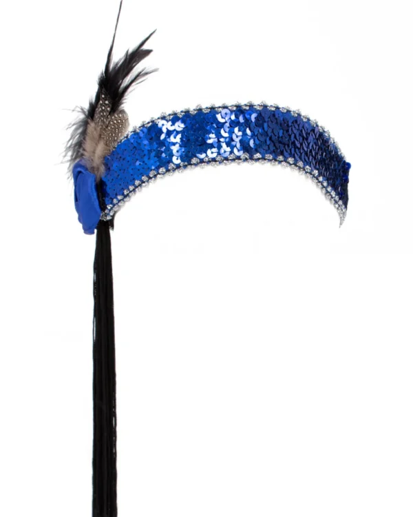 Interalia Blue Flower And Black Tassle Flapper Headband> Halloween Hats