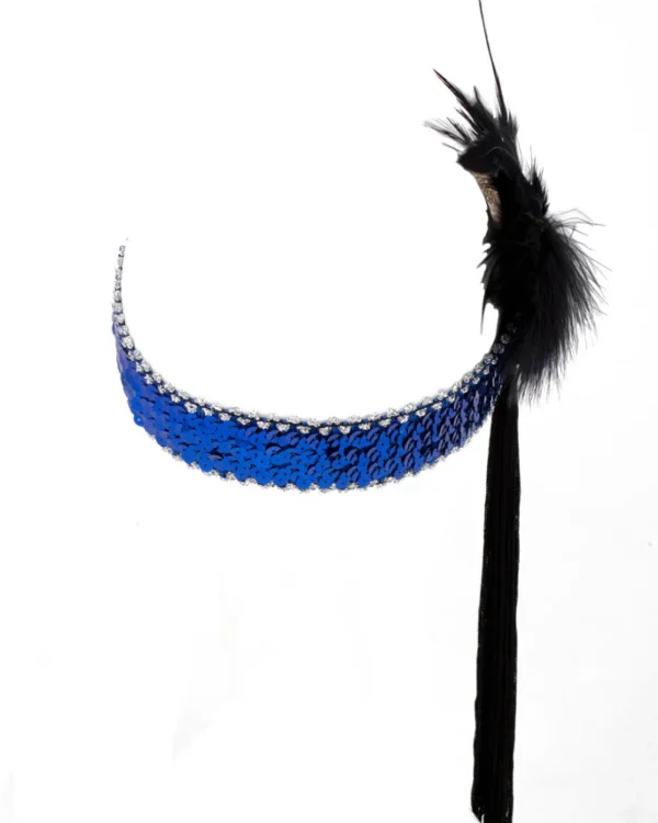 Interalia Blue Flower And Black Tassle Flapper Headband> Halloween Hats