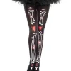 Music Legs Bone And Heart Print Pantyhose> Halloween Accessories