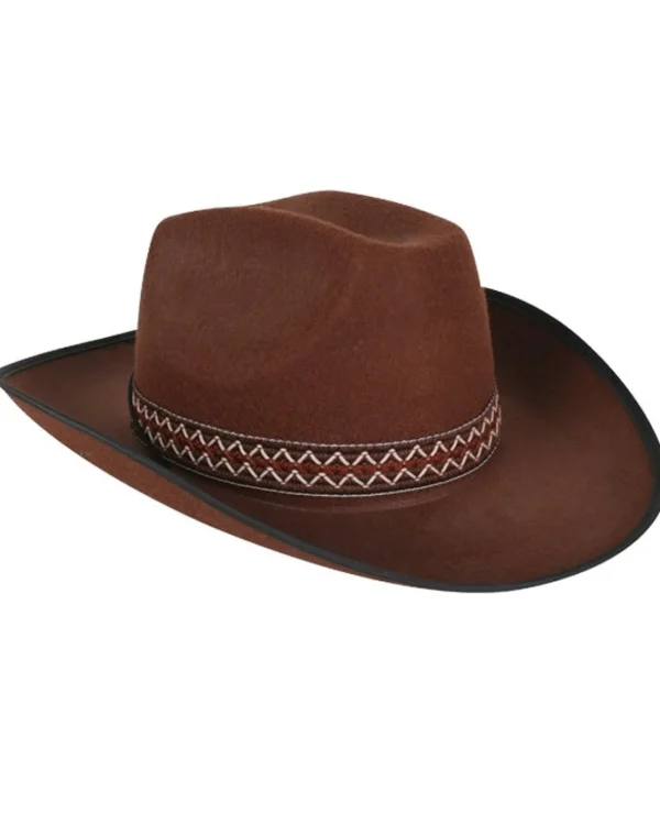 Tomfoolery Brown Cowboy Hat With Woven Band> Halloween Hats