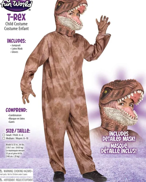 Fun World Brown T Rex Boys Costume>Kids Kids Costumes