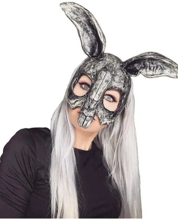 Sarah Mudle Bunny Black White Half Mask> Halloween Masks