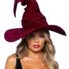 Leg Avenue Burgundy Velvet Ruched Witch Hat> Halloween Accessories