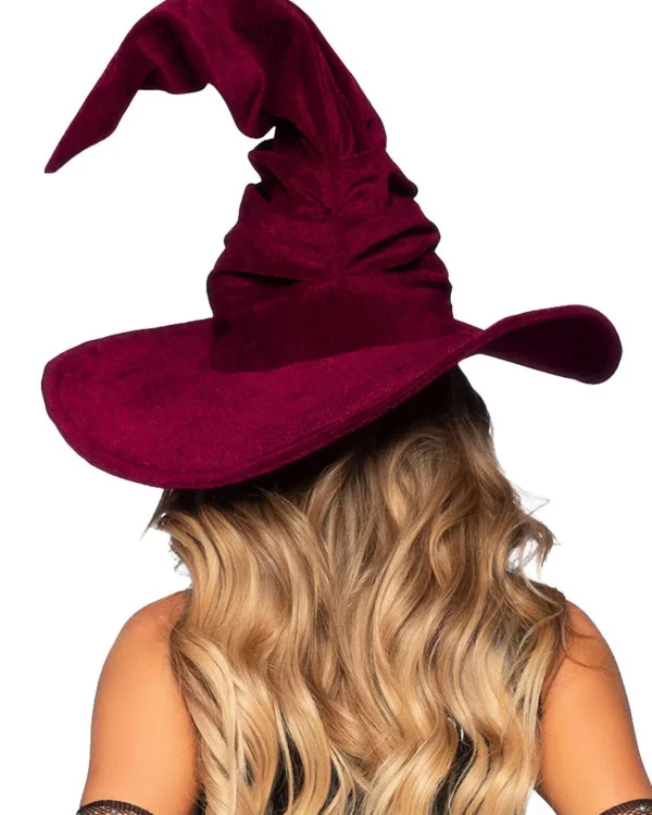 Leg Avenue Burgundy Velvet Ruched Witch Hat> Halloween Accessories