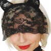 Tomfoolery Cat Ears With Lace Veil> Halloween Hats