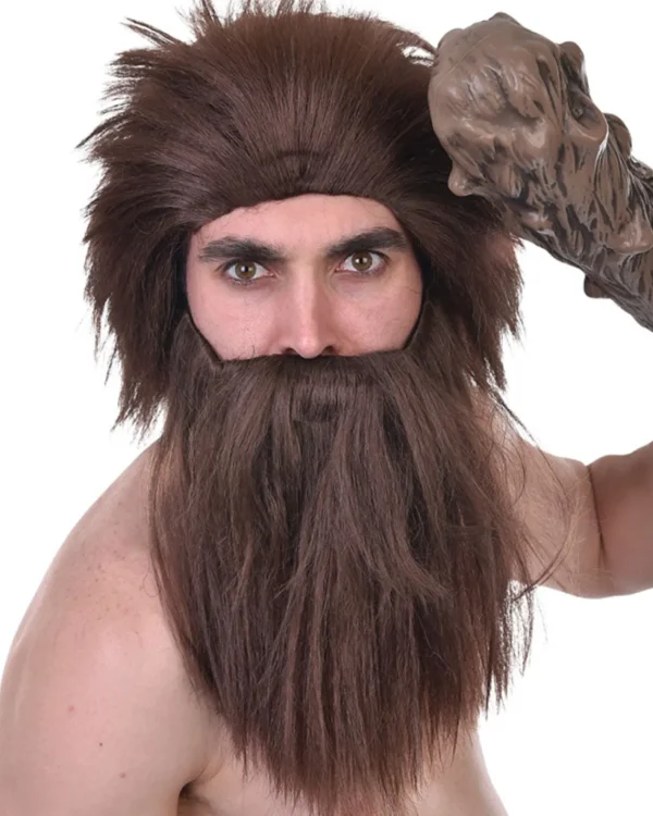 Tomfoolery Caveman Brown Beard And Wig> Halloween Wigs