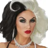 California Costumes Cruel Diva Black And White Womens Wig> Halloween Accessories