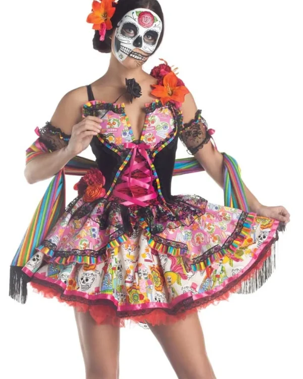 Party King Day Of The Dead Deluxe Womens Costume>Women Women's Costumes