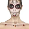 Smiffys Day Of The Dead Face Tattoo Transfers Kit Black And Red> Halloween Accessories