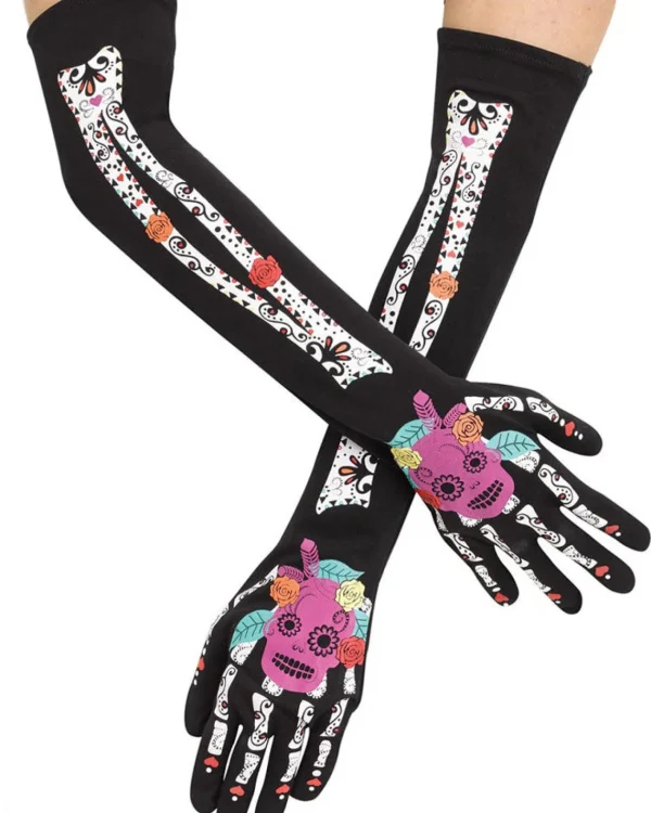 Fun World Day Of The Dead Long Gloves> Halloween Accessories