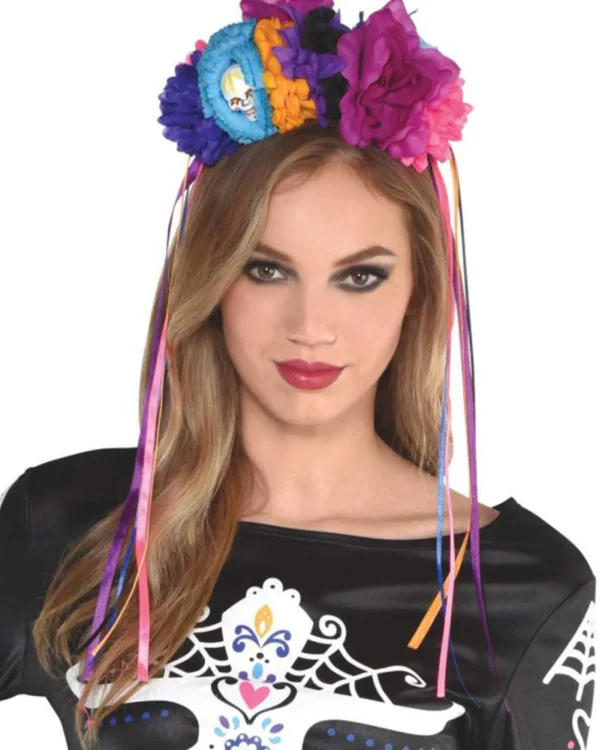 Amscan AU Day Of The Dead Neon Floral Headpiece> Halloween Accessories