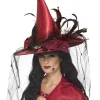 Smiffys Deep Red Witch Hat> Halloween Accessories