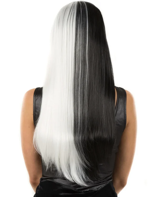 * Deluxe Black And White Long Wig> Halloween Accessories