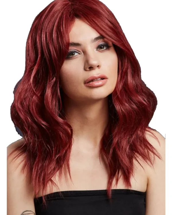 Smiffys Deluxe Fever Ruby Red Ashley Wig> Halloween Wigs