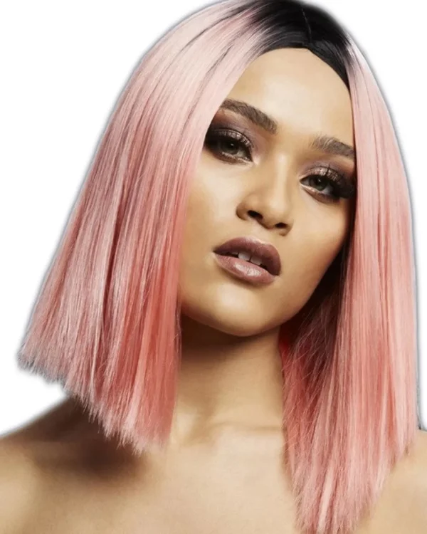 Smiffys Deluxe Fever Two Toned Coral Pink Kylie Wig> Halloween Wigs