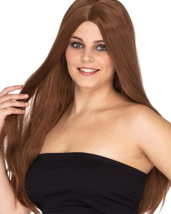 * Deluxe Straight Long Brunette Wig> Halloween Wigs