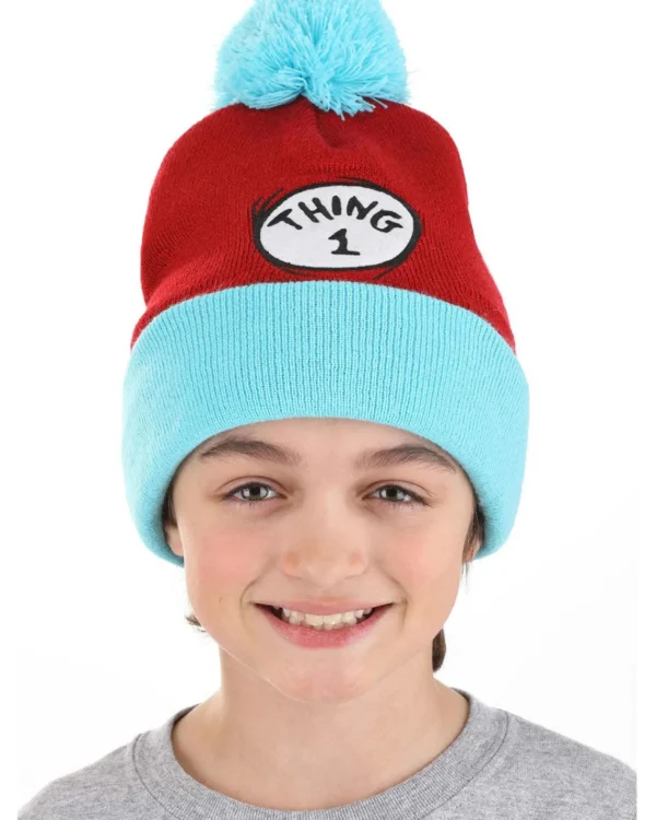 Elope Dr Seuss Thing 1 Pom Beanie> Halloween Hats