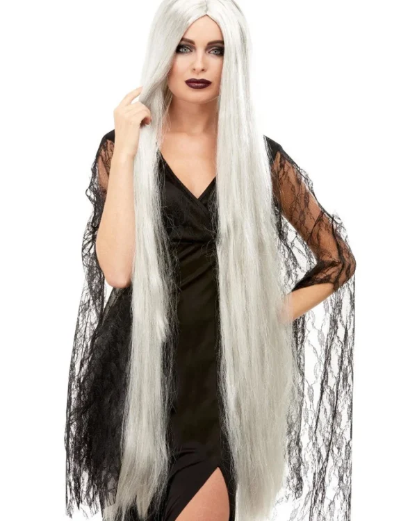 Smiffys Extra Long Witch Wig Grey> Halloween Accessories