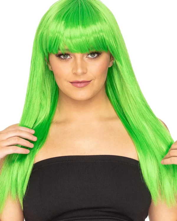 * Fashion Deluxe Apple Green Long Wig> Halloween Wigs