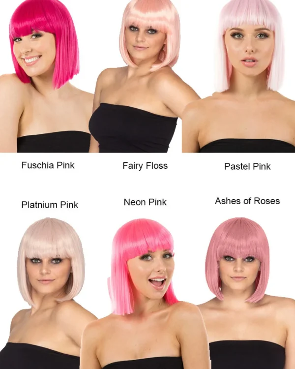 * Fashion Deluxe Ashes Of Roses Pink Bob Wig> Halloween Wigs