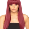 * Fashion Deluxe Bordeaux Red Long Wig> Halloween Wigs