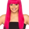 * Fashion Deluxe Fuschia Pink Long Wig> Halloween Wigs