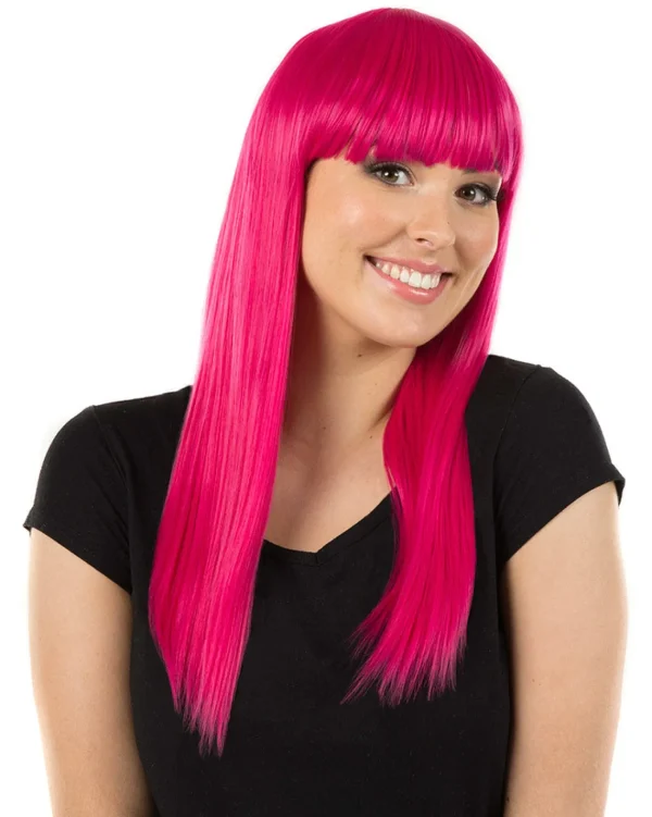 * Fashion Deluxe Fuschia Pink Long Wig> Halloween Wigs