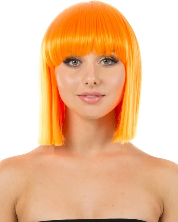 * Fashion Deluxe Neon Orange Bob Wig> Halloween Accessories