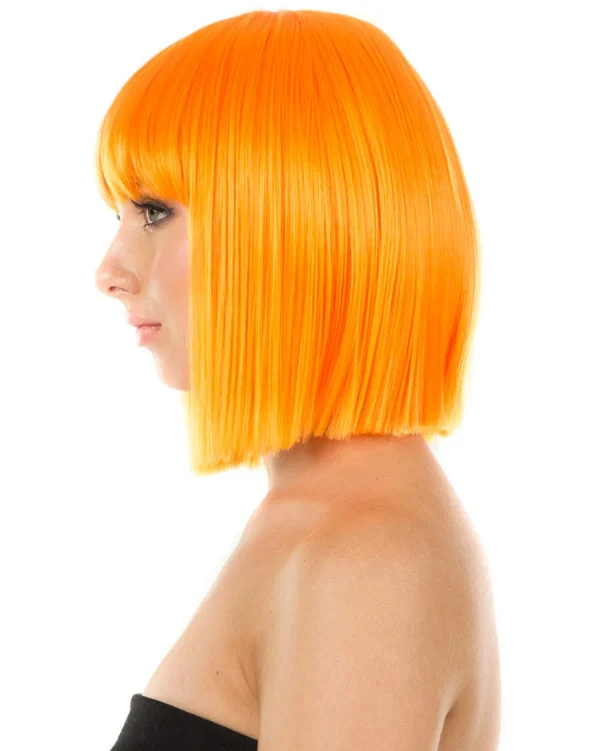 * Fashion Deluxe Neon Orange Bob Wig> Halloween Accessories