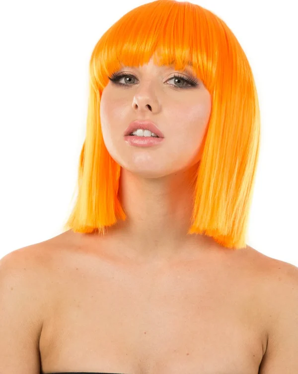 * Fashion Deluxe Neon Orange Bob Wig> Halloween Accessories