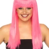 * Fashion Deluxe Neon Pink Long Wig> Halloween Wigs