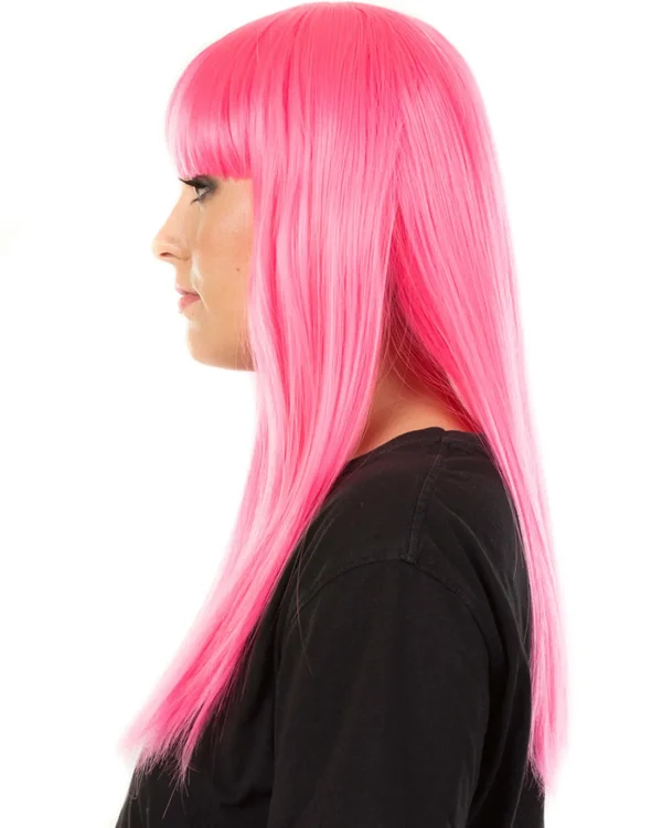 * Fashion Deluxe Neon Pink Long Wig> Halloween Wigs